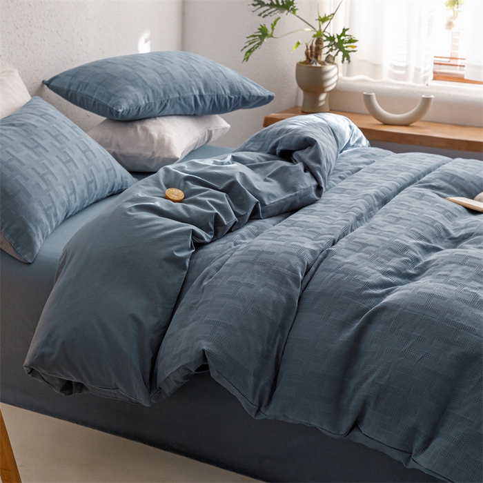 91家纺网 家纺一手货源 找家纺 瑞米家居2023新款A类华夫格四件套-爱尚-迷之恋 爱尚-兰色