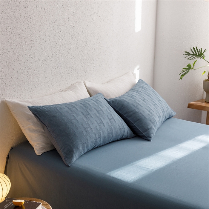 91家纺网 家纺一手货源 找家纺 瑞米家居2023新款A类华夫格四件套-爱尚-迷之恋 爱尚-兰色