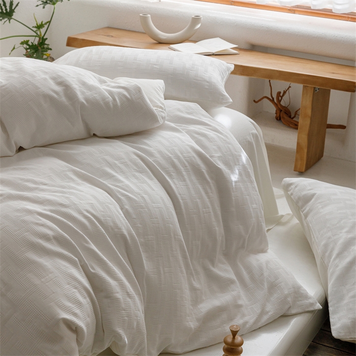 91家纺网 家纺一手货源 找家纺 瑞米家居2023新款A类华夫格四件套-爱尚-迷之恋 爱尚-落水白