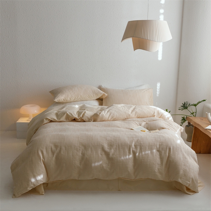 91家纺网 家纺一手货源 找家纺 瑞米家居2023新款A类华夫格四件套-爱尚-迷之恋 爱尚-米色