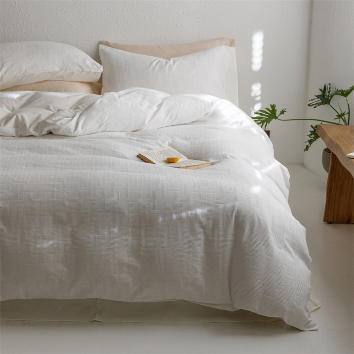 91家纺网 家纺一手货源 找家纺 瑞米家居2023新款A类华夫格四件套-爱尚-迷之恋 爱尚-落水白