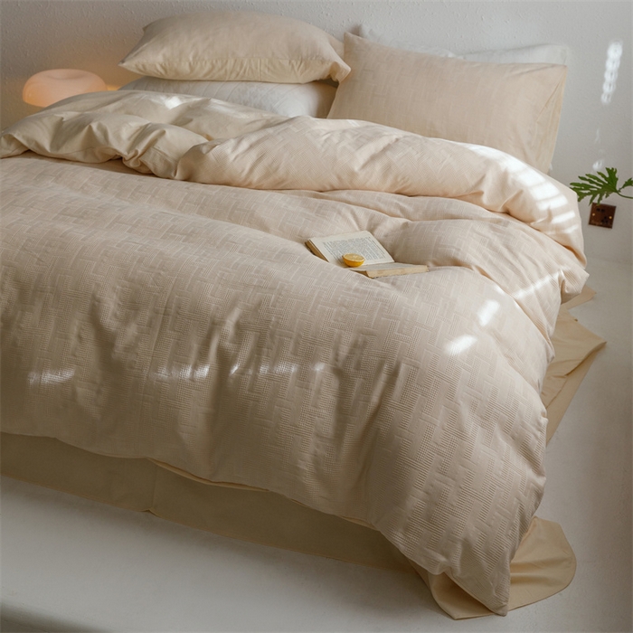 91家纺网 家纺一手货源 找家纺 瑞米家居2023新款A类华夫格四件套-爱尚-迷之恋 爱尚-米色