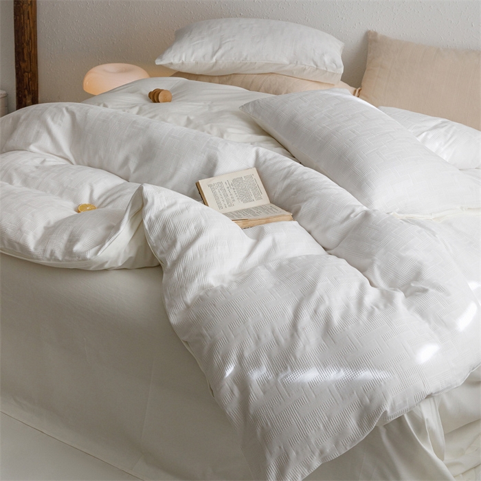 91家纺网 家纺一手货源 找家纺 瑞米家居2023新款A类华夫格四件套-爱尚-迷之恋 爱尚-落水白