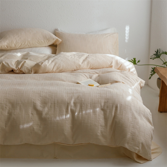 91家纺网 家纺一手货源 找家纺 瑞米家居2023新款A类华夫格四件套-爱尚-迷之恋 爱尚-米色