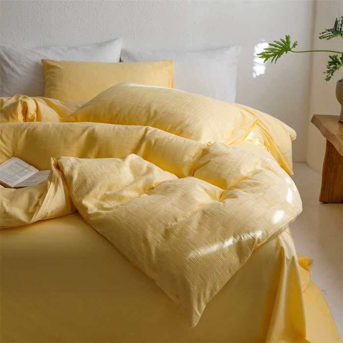 91家纺网 家纺一手货源 找家纺 瑞米家居2023新款A类华夫格四件套-爱尚-迷之恋 爱尚-柠檬黄