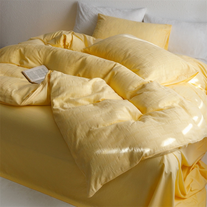 91家纺网 家纺一手货源 找家纺 瑞米家居2023新款A类华夫格四件套-爱尚-迷之恋 爱尚-柠檬黄