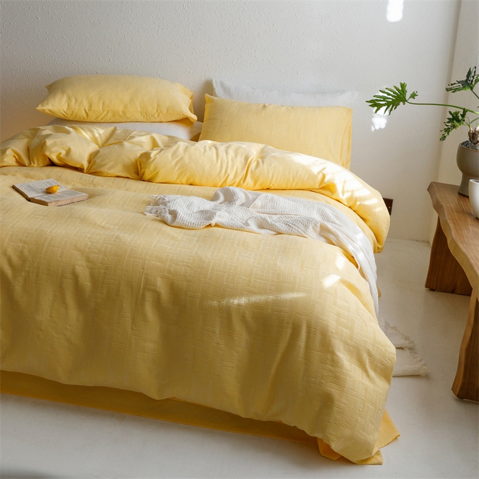 91家纺网 家纺一手货源 找家纺 瑞米家居2023新款A类华夫格四件套-爱尚-迷之恋 爱尚-柠檬黄