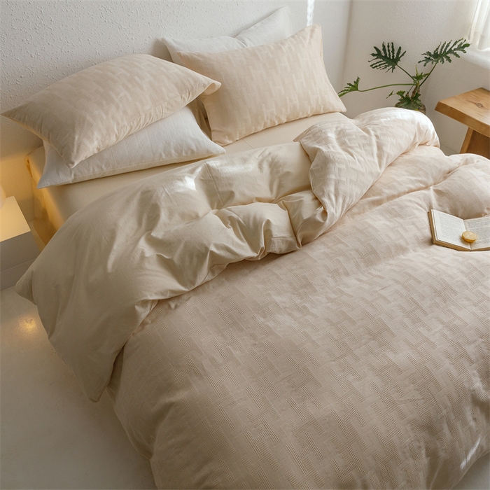 91家纺网 家纺一手货源 找家纺 瑞米家居2023新款A类华夫格四件套-爱尚-迷之恋 爱尚-米色