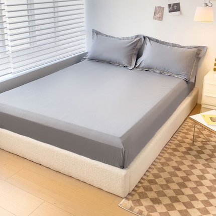91家纺网 家纺一手货源 找家纺 2025床笠全棉纯色床笠双拼简约床笠单品床笠 中灰
