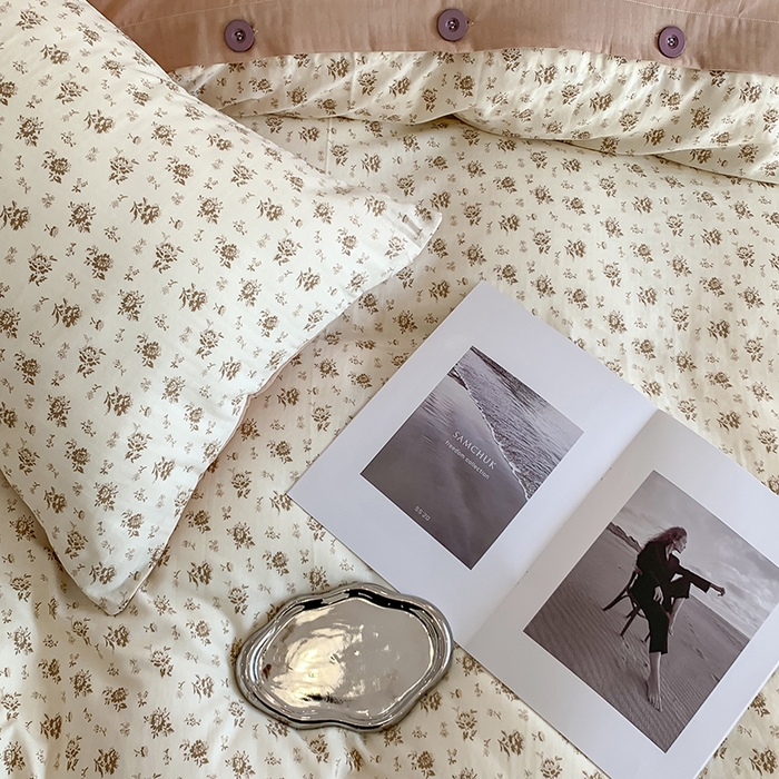 91家纺网 家纺一手货源 找家纺 澳萝拉2023新款40支双层纱纽扣款四件套  柏拉图咖