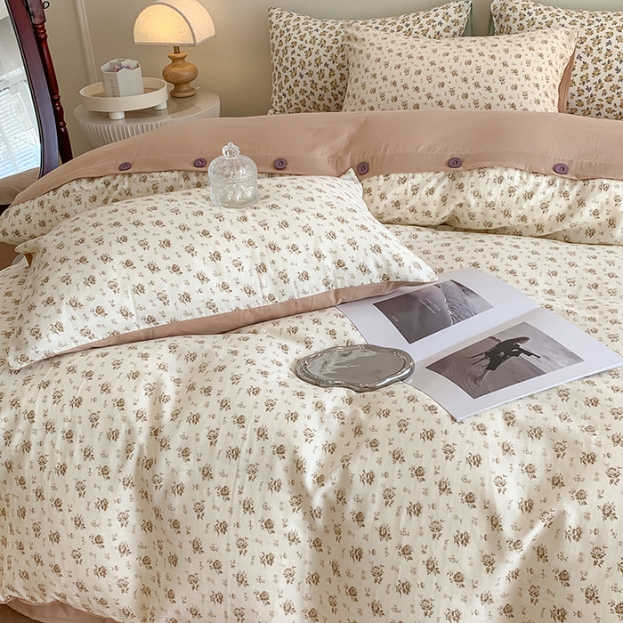 91家纺网 家纺一手货源 找家纺 （总）澳萝拉2023新款40支双层纱纽扣款四件套 