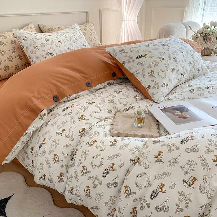 91家纺网 家纺一手货源 找家纺 澳萝拉2023新款40支双层纱纽扣款四件套  趣味