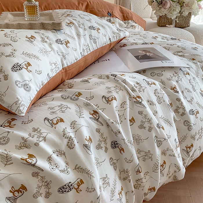 91家纺网 家纺一手货源 找家纺 澳萝拉2023新款40支双层纱纽扣款四件套  趣味