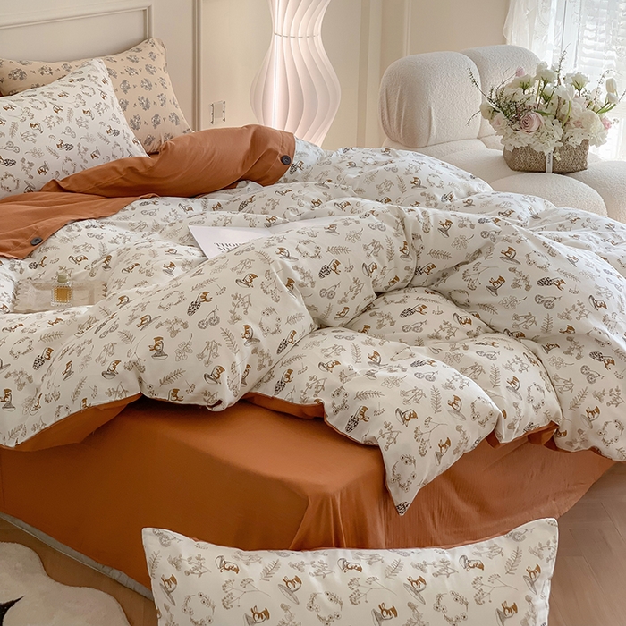 91家纺网 家纺一手货源 找家纺 澳萝拉2023新款40支双层纱纽扣款四件套  趣味