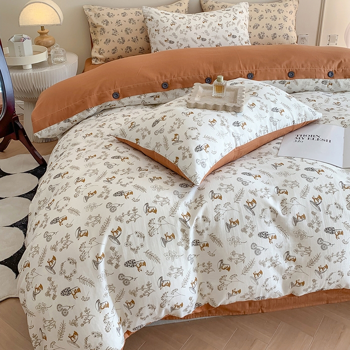 91家纺网 家纺一手货源 找家纺 澳萝拉2023新款40支双层纱纽扣款四件套  趣味