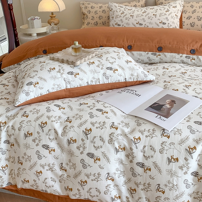 91家纺网 家纺一手货源 找家纺 澳萝拉2023新款40支双层纱纽扣款四件套  趣味