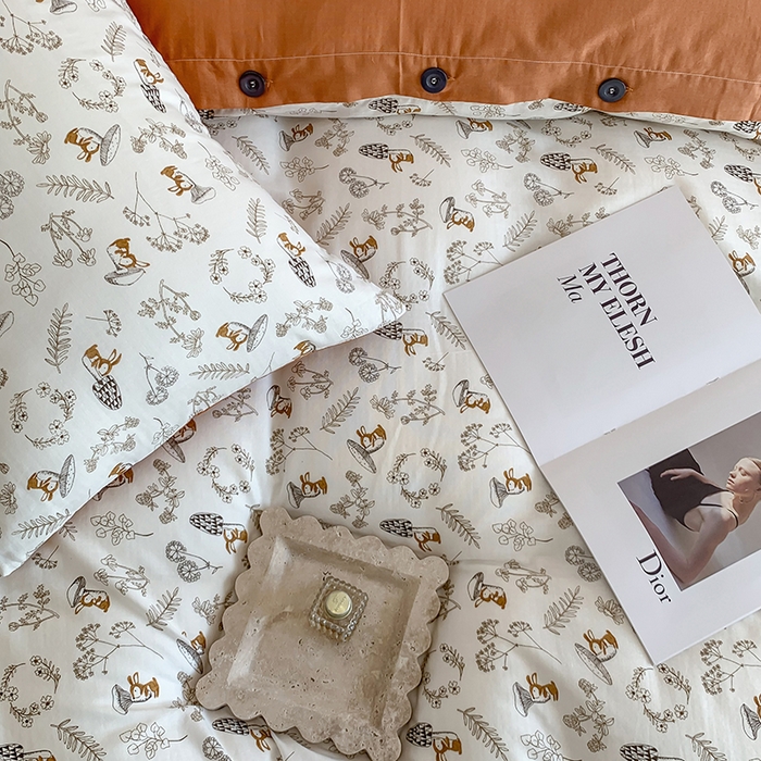 91家纺网 家纺一手货源 找家纺 澳萝拉2023新款40支双层纱纽扣款四件套  趣味