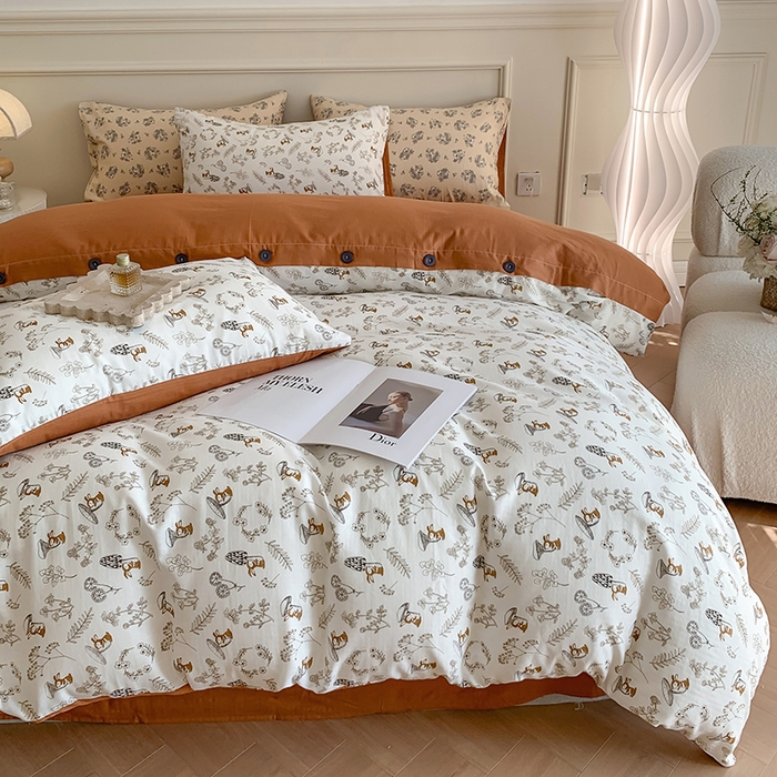 91家纺网 家纺一手货源 找家纺 澳萝拉2023新款40支双层纱纽扣款四件套  趣味