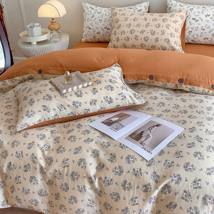 91家纺网 家纺一手货源 找家纺 澳萝拉2023新款40支双层纱纽扣款四件套  小薇