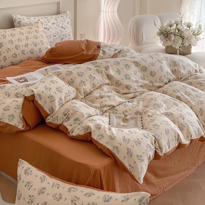 91家纺网 家纺一手货源 找家纺 澳萝拉2023新款40支双层纱纽扣款四件套  小薇