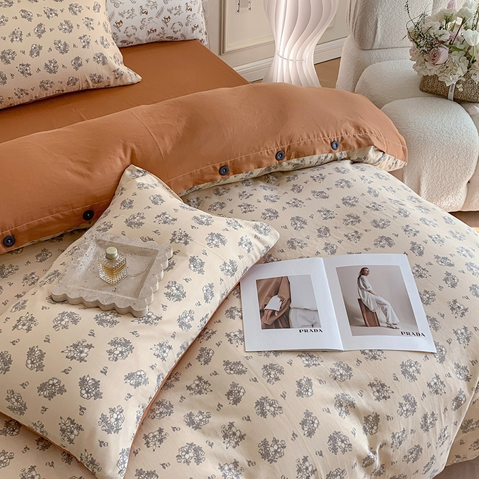 91家纺网 家纺一手货源 找家纺 澳萝拉2023新款40支双层纱纽扣款四件套  小薇