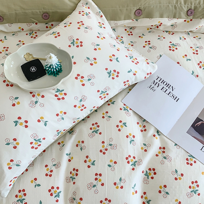 91家纺网 家纺一手货源 找家纺 澳萝拉2023新款40支双层纱纽扣款四件套  夕颜花粉红