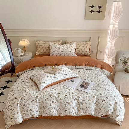 91家纺网 家纺一手货源 找家纺 （总）澳萝拉2023新款40支双层纱纽扣款四件套 