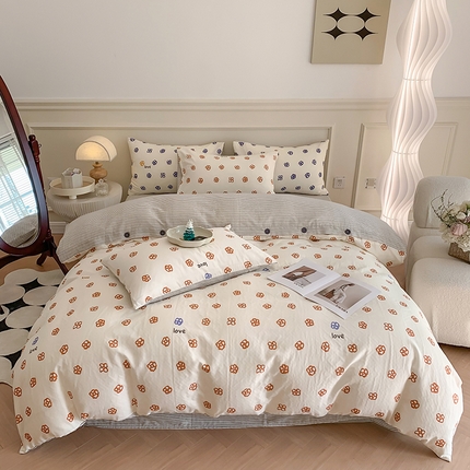 91家纺网 家纺一手货源 找家纺 （总）澳萝拉2023新款40支双层纱纽扣款四件套 