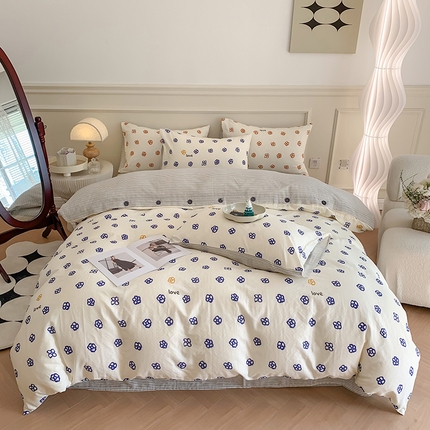 91家纺网 家纺一手货源 找家纺 （总）澳萝拉2023新款40支双层纱纽扣款四件套 