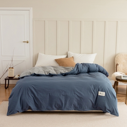 91家纺网 家纺一手货源 找家纺 （总）富瑞阁2024新款全棉无印色拼系列单件被套 被套(A版）