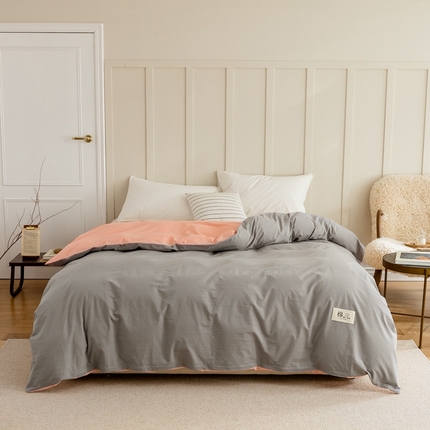 91家纺网 家纺一手货源 找家纺 （总）富瑞阁2024新款全棉无印色拼系列单件被套 被套(A版）