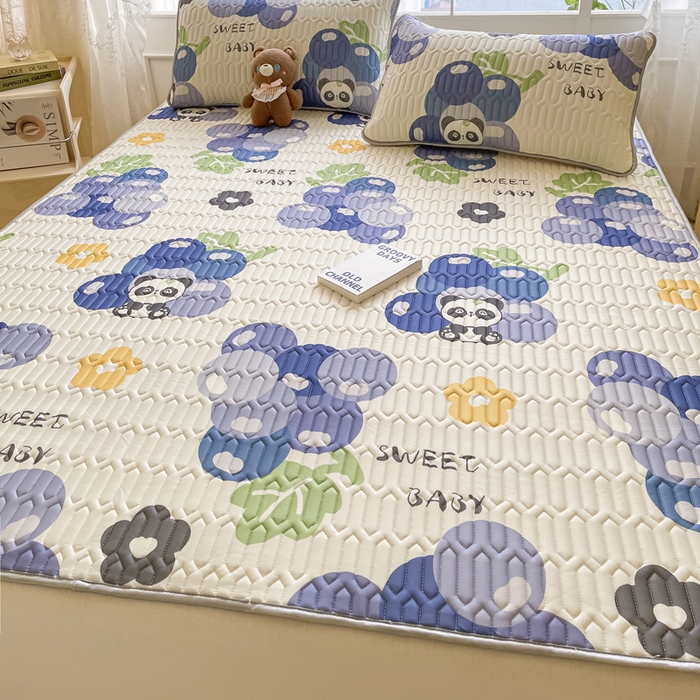 91家纺网 家纺一手货源 找家纺 金爱家 2023新款小清新凉感丝乳胶凉席三件套 爱吃葡萄