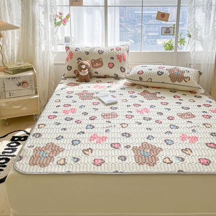 91家纺网 家纺一手货源 找家纺 （总）金爱家 2023新款小清新凉感丝乳胶凉席三件套