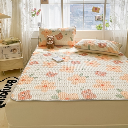 91家纺网 家纺一手货源 找家纺 （总）金爱家 2023新款小清新凉感丝乳胶凉席三件套