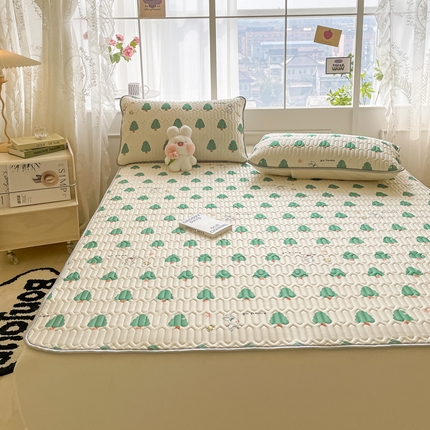 91家纺网 家纺一手货源 找家纺 金爱家 2023新款小清新凉感丝乳胶凉席三件套 森林小兔