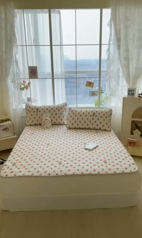 91家纺网 家纺一手货源 找家纺 金爱家 2023新款小清新凉感丝乳胶凉席三件套 橘子小熊