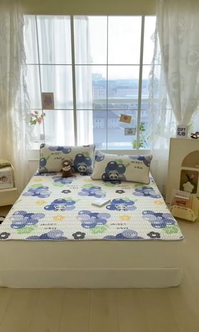 91家纺网 家纺一手货源 找家纺 金爱家 2023新款小清新凉感丝乳胶凉席三件套 爱吃葡萄