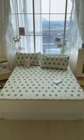 91家纺网 家纺一手货源 找家纺 金爱家 2023新款小清新凉感丝乳胶凉席三件套 森林小兔