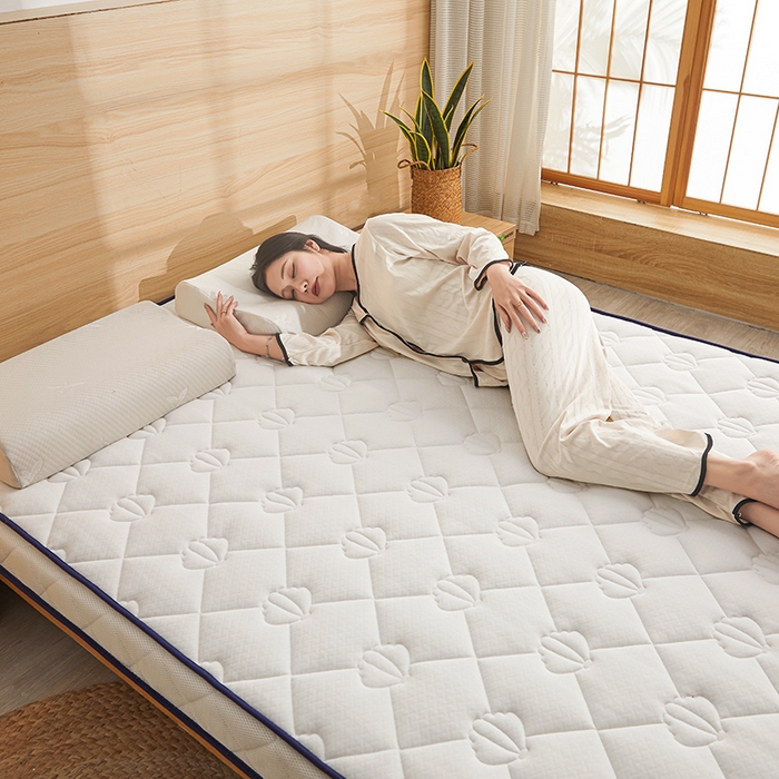 91家纺网 家纺一手货源 找家纺 欣罗兰 2023新款针织棉立体纯色床垫系列-大床款 贝壳-白