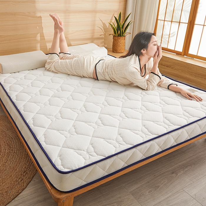 91家纺网 家纺一手货源 找家纺 欣罗兰 2023新款针织棉立体纯色床垫系列-大床款 蝶恋-白