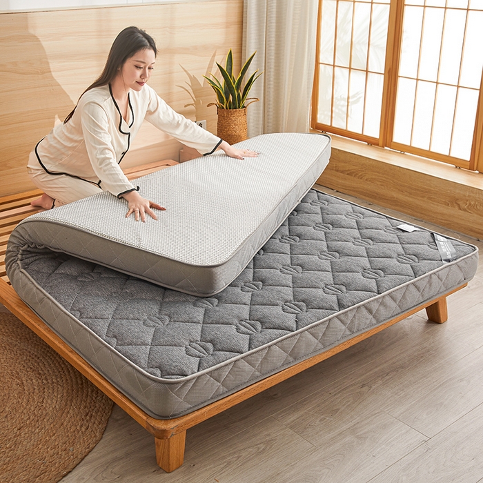 91家纺网 家纺一手货源 找家纺 欣罗兰 2023新款针织棉立体纯色床垫系列-大床款 贝壳-灰