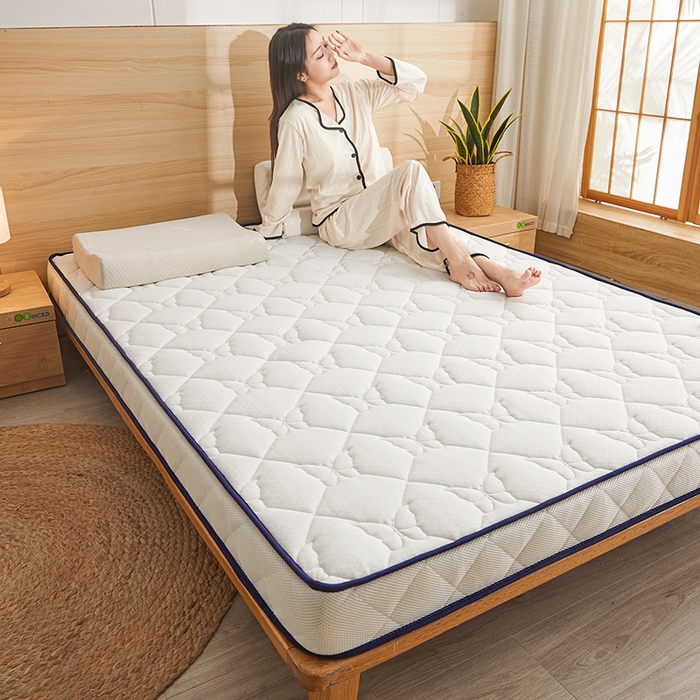 91家纺网 家纺一手货源 找家纺 欣罗兰 2023新款针织棉立体纯色床垫系列-大床款 蝶恋-白