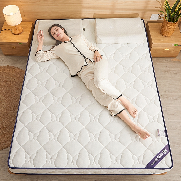 91家纺网 家纺一手货源 找家纺 欣罗兰 2023新款针织棉立体纯色床垫系列-大床款 蝶恋-白