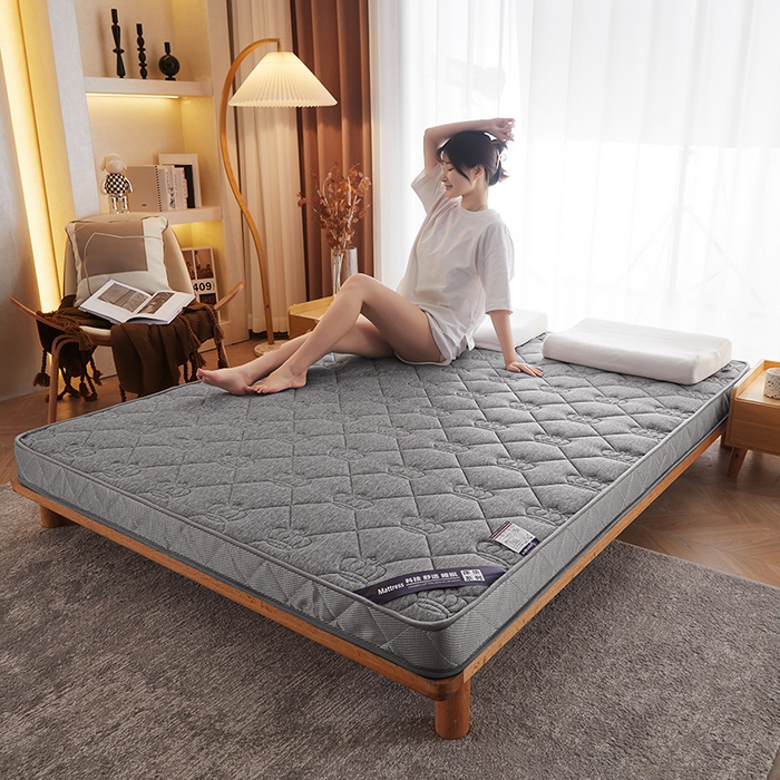 91家纺网 家纺一手货源 找家纺 欣罗兰 2023新款针织棉立体纯色床垫系列-大床款 皇冠-灰