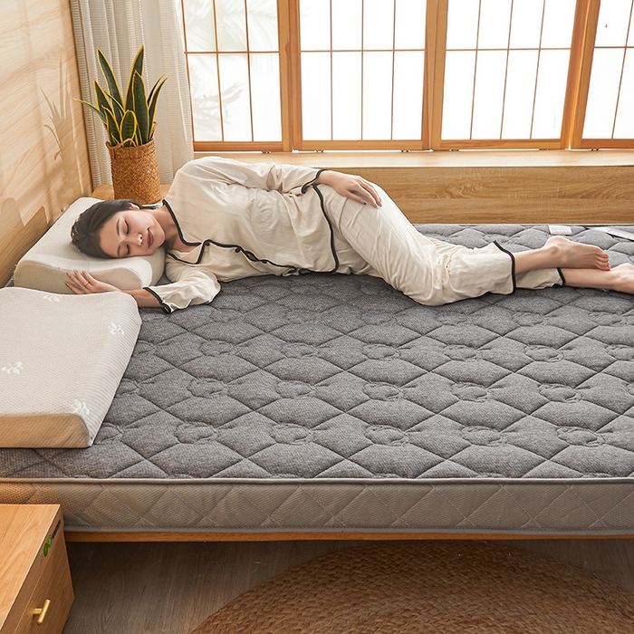 91家纺网 家纺一手货源 找家纺 欣罗兰 2023新款针织棉立体纯色床垫系列-大床款 棉花-灰