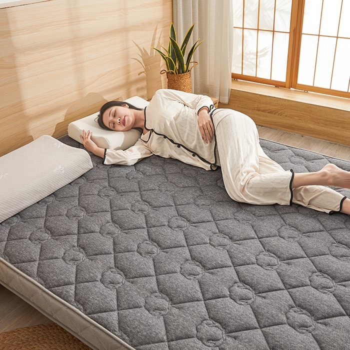 91家纺网 家纺一手货源 找家纺 欣罗兰 2023新款针织棉立体纯色床垫系列-大床款 棉花-灰