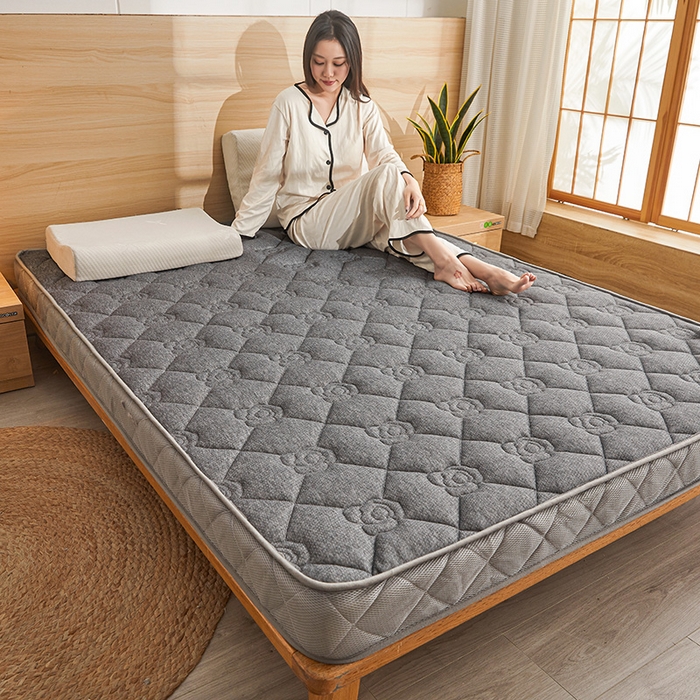 91家纺网 家纺一手货源 找家纺 欣罗兰 2023新款针织棉立体纯色床垫系列-大床款 牡丹-灰