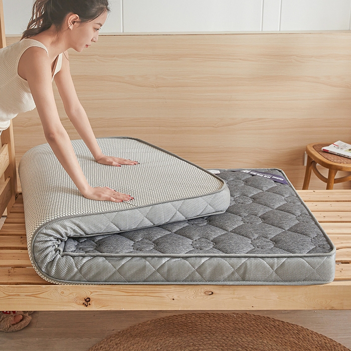 91家纺网 家纺一手货源 找家纺 欣罗兰 2023新款针织棉立体纯色床垫系列-小床款 贝壳-灰