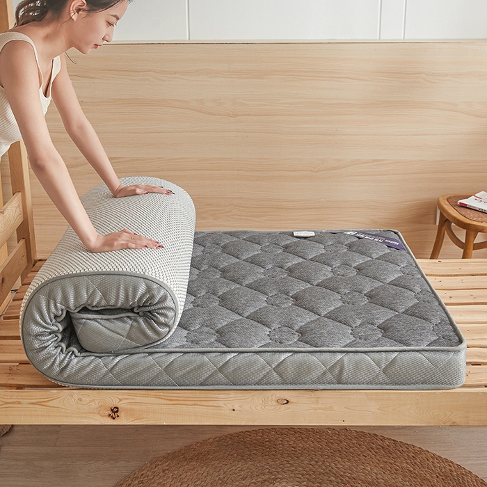 91家纺网 家纺一手货源 找家纺 欣罗兰 2023新款针织棉立体纯色床垫系列-小床款 贝壳-灰