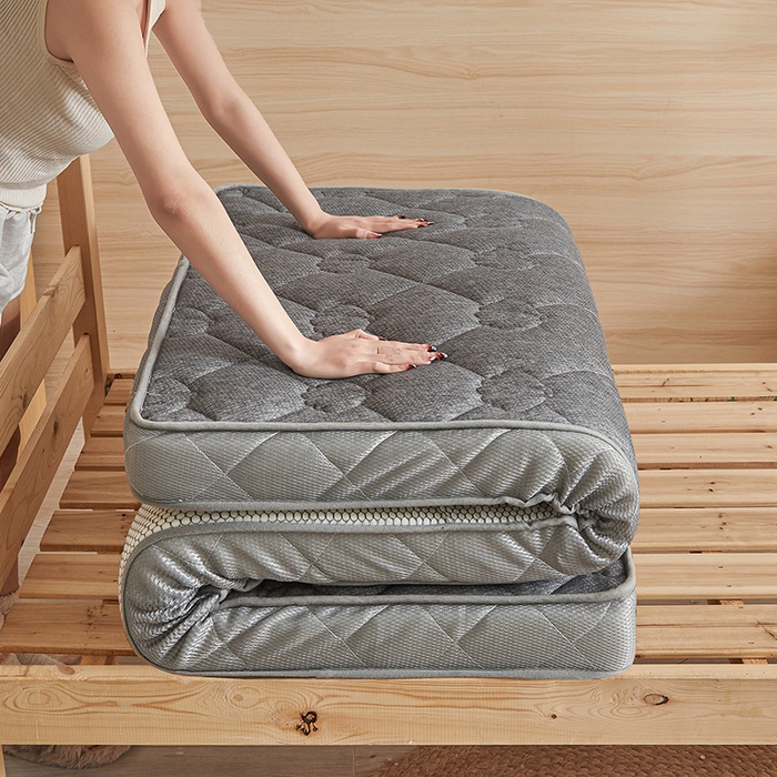 91家纺网 家纺一手货源 找家纺 欣罗兰 2023新款针织棉立体纯色床垫系列-小床款 贝壳-灰